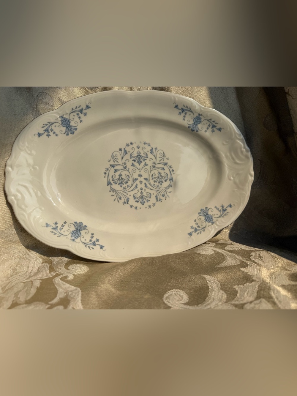 Walbrzych “Regency” Platter, Oval, Scalloped Edge, Made in Poland
